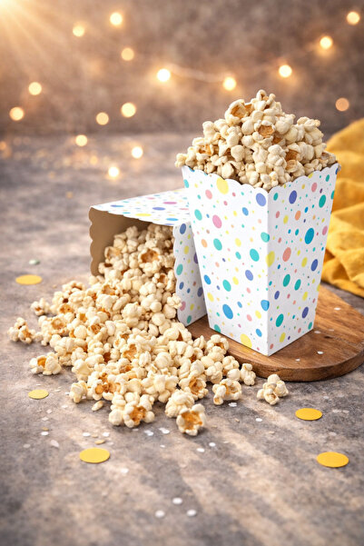 Baloncu Dede Renkli Konfetili Popcorn Kutusu 8x11,5 cm 8 Adet Patlamış Mısır ...
