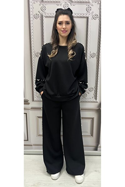 OnlyForYou Women's tracksuit made of 50% elastic viscose, with pearls applied...