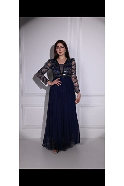 ٌRominz fashion Luxury Dress with Embroidery and Long Sleeves - Tulle Fabric ...