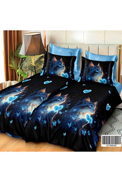 Patul Satin Cotton Linen with 2 Sides, Double Bed, Sulphur, 7 Pieces