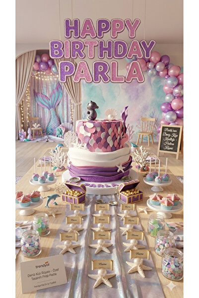 OGELAPARTY Deniz Kızı Konsept Maket Pasta-Deniz Kızının Rüyası Özel Tasarım -...