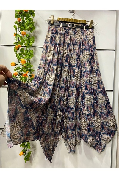 edu collection تنورة ذات نمط عرقي من الشيفون المتعرج مع بطانة داخلية