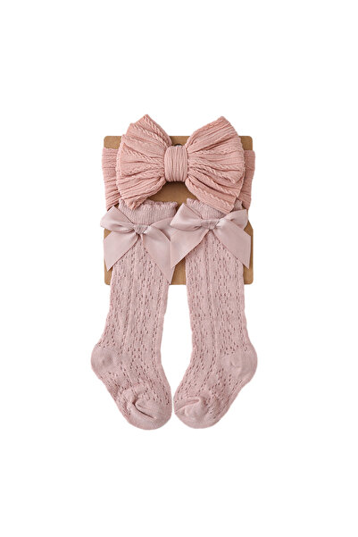 Bambimici Cozy Cable-Knit Bow Headband & Knee-High Sock Set - Multicolor - 0M...