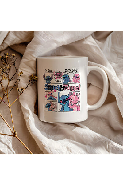 esticker Angel And Stitch Love Model 2 Sevgili Eş Konseptli Dekoratif | Hediy...