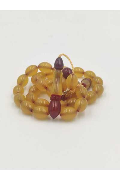 ALTUNTAŞ Artisanally Crafted Yellow Red Fire Carnelian Prayery Beads 8 * 12 m...