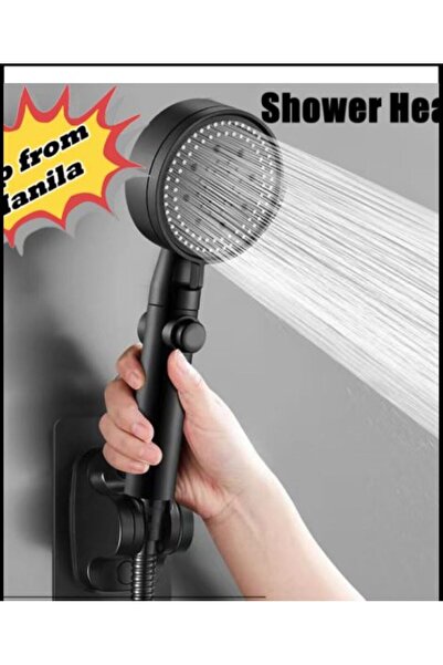 SimpluAcasa High Pressure Shower Head, Stop Button, Standard Mounting, Black