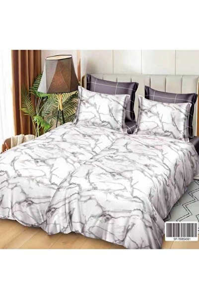 Patul Satin Cotton Linen with 2 Sides, Double Bed, Sulphur, 7 Pieces