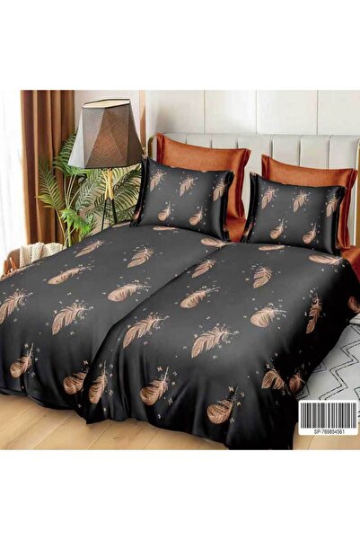 Patul Satin Cotton Linen with 2 Sides, Double Bed, Sulphur, 7 Pieces