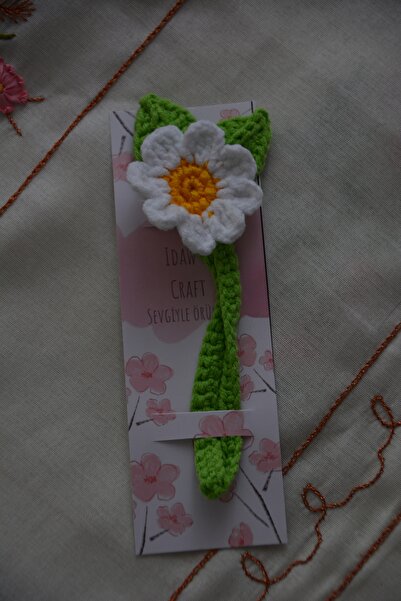 Handmade Idaw's Craft Papatya Ayraç- El yapımı özel tasarım örgü kitap ayracı