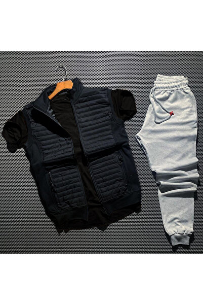 HerTarzınTrendi Seasonal 3-Piece T-Shirt, Vest, and Sweatpants - Basic Three-...