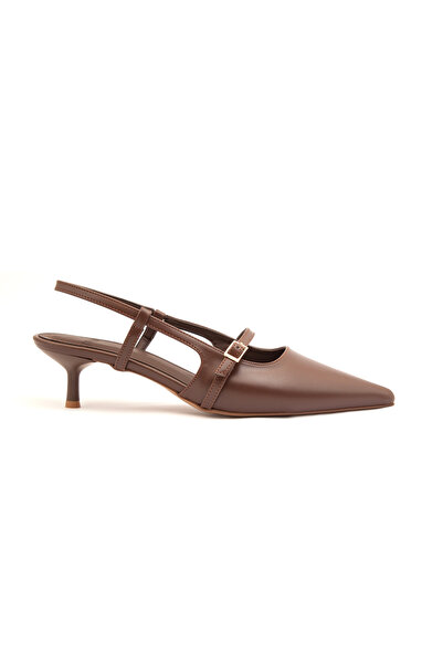 Mamito Ayakkabı İst F88 Pointed Toe Belt Detailed Hazelnut Heel Stiletto
