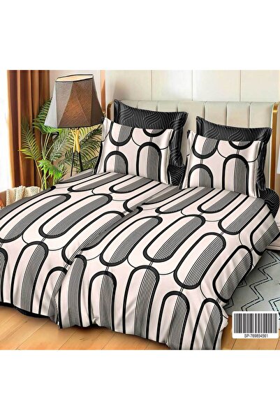 Patul Satin Cotton Linen with 2 Sides, Double Bed, Sulphur, 7 Pieces