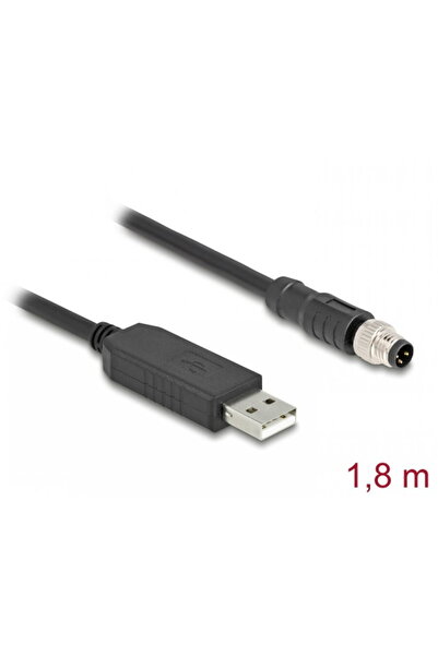 DELOCK Cablu USB-A la M8 RS-232 A-coded 3 pini FTDI 1.8m, 64258