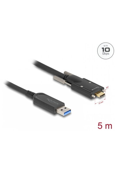 DELOCK Cablu activ optic USB 3.2 Gen1-A la USB type C cu suruburi T-T 5m, 83200
