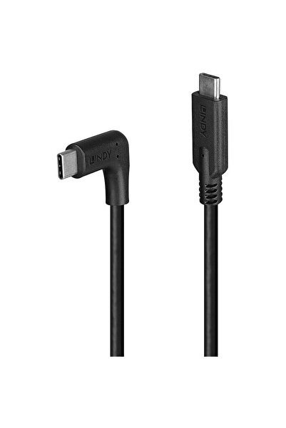 LİNDY USB C to USB C power cable 90° angle, 10 Gbps, 1m, Black "LY-32018"