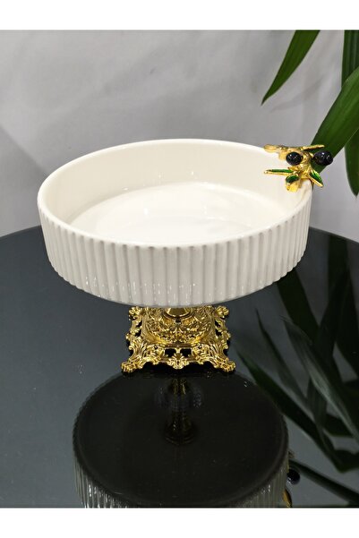 PARILTI HOME COLLECTİON Πορσελάνινο διακοσμητικό μπολ με σχέδιο ελιάς, πιάτο ...