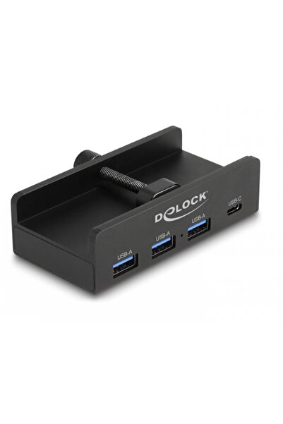 DELOCK HUB USB-A 5Gbps la 3 x USB-A/1 x USB Type C montare monitor Negru, 64284
