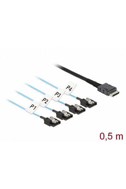 DELOCK OCuLink SFF-8611 to 4 x SATA 7 pin cable 0.5m metal, 85468