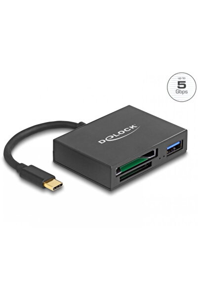 DELOCK USB type C card reader for XQD / SD memory cards + USB-A, 91711