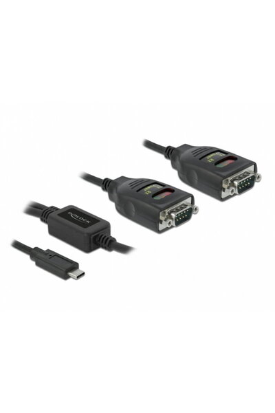 DELOCK Adaptor USB Type-C la 2 x Serial RS-232 DB9 FTDI cu protecție 15 kV ES...