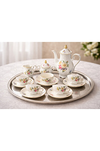 Bavaria Tirschenreuth Antika Porselen Türk Kahvesi Fincan Takımı – Çiçek Dese...