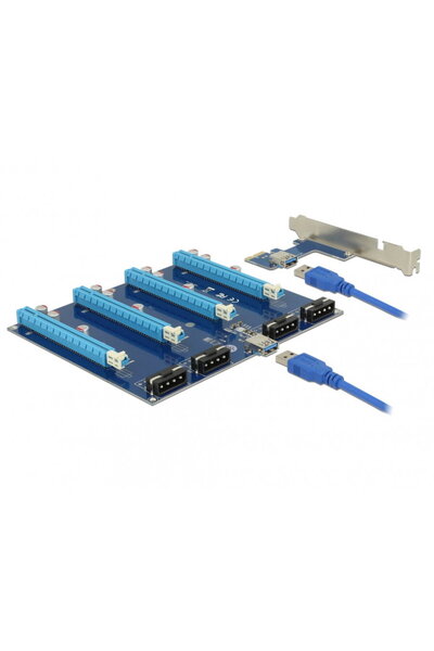 DELOCK Riser Card PCI Express x1 la 4 x PCIe x16 + cablu USB 60cm, 41427