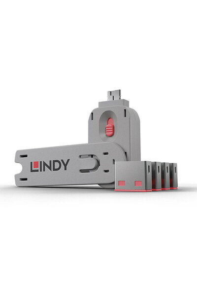 LİNDY Adapter USB port lock type A, 4 pieces + key, pink