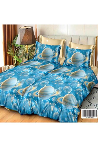 Patul Satin Cotton Linen with 2 Sides, Double Bed, Sulphur, 7 Pieces