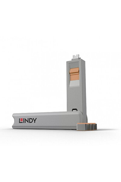 LİNDY Set of 4 Port Blocker USB Type C/Thunderbolt 3 + Orange key, L40428