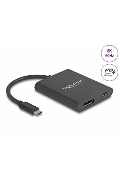 DELOCK Adaptor USB tip C la Displayport (DP Alt Mode) 8K60Hz/4K144Hz HDR + PD...