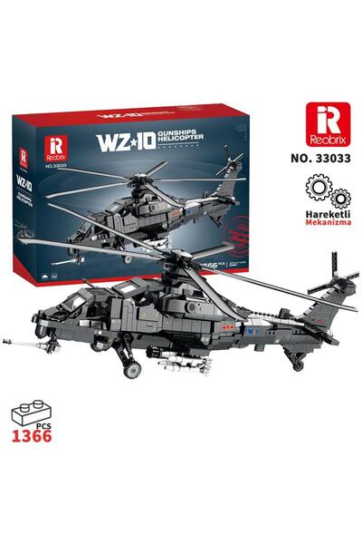 REOBRIX 33033 مجموعة مكعبات بناء إبداعية على شكل طائرة هليكوبتر تشانغهي Z-10 ...