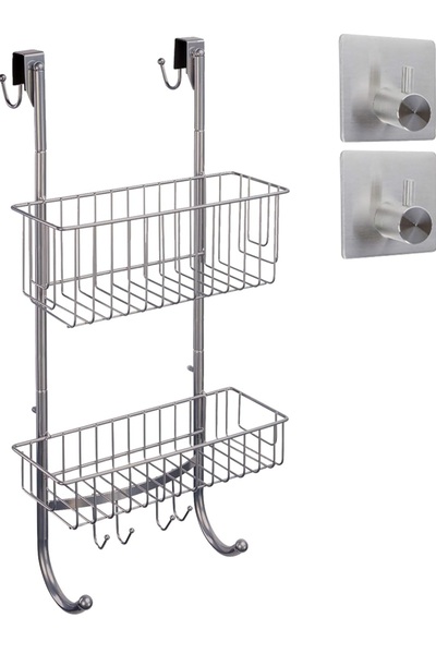 SMARTPEAS Bathroom hanging shelf, grey/chrome look | 2X hanging baskets | 59....