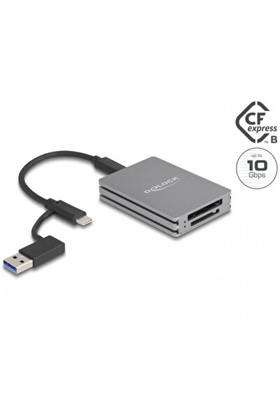 DELOCK Card reader 91011, USB type C to SD/CFexpress type B, Gray