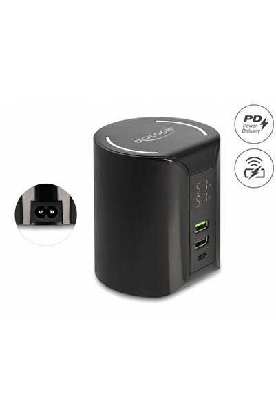 DELOCK Incarcator priza 1 x USB type C PD + 2 x USB-A 58W + incarcare wireles...