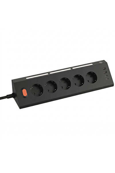 asua 5'Lİ Gece Lambalı Priz Akım Gerilim Korumalı Çoklu Priz 2XUSB 2XType-C Ç...