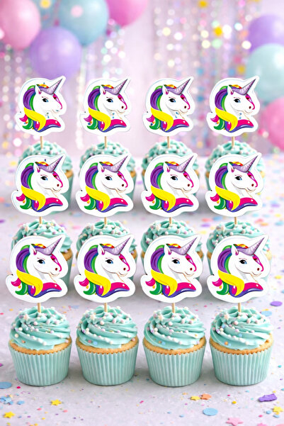 Baloncu Dede Διακοσμητικά για κέικ μονόκερος 16 τεμάχια Ουράνιο τόξο Μονόκερο...