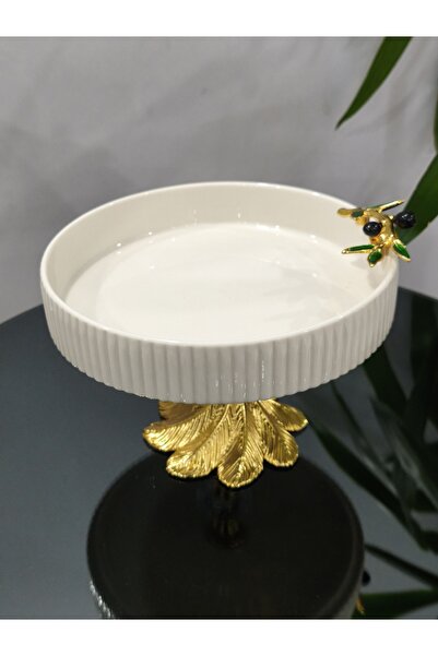 PARILTI HOME COLLECTİON Πορσελάνινο διακοσμητικό μπολ με σχέδιο ελιάς, πιάτο ...