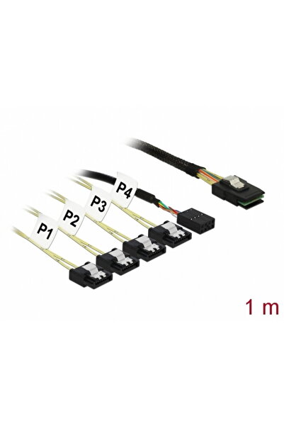 DELOCK Cablu Mini SAS SFF-8087 > 4 x SATA 7 pin Reverse + Sideband 1m, 83319