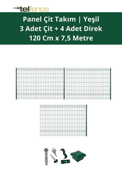 Telfence Panel Çit Takımı 7,5 Metre ( 3 Çit + 4 Direk ) Avantaj Paketi Bahçe ...
