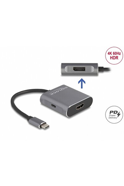 DELOCK Adaptor USB tip C (DP Alt Mode) la DisplayPort MST/HDMI 4K60Hz + PD, 8...