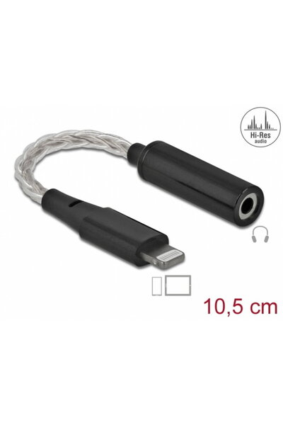 DELOCK Adaptor audio 8 pini Lightning la jack stereo 3.5 mm 4 pini T-M 10.5cm...