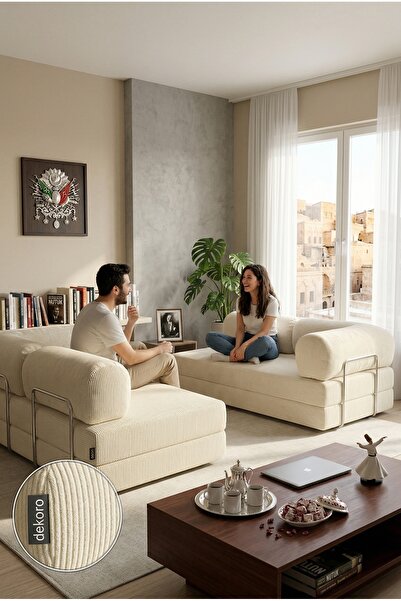Dekoro MAXIX 300x200 Modüler Koltuk Takımı 50 DNS Bondex Fitilli Kadife Yatak...