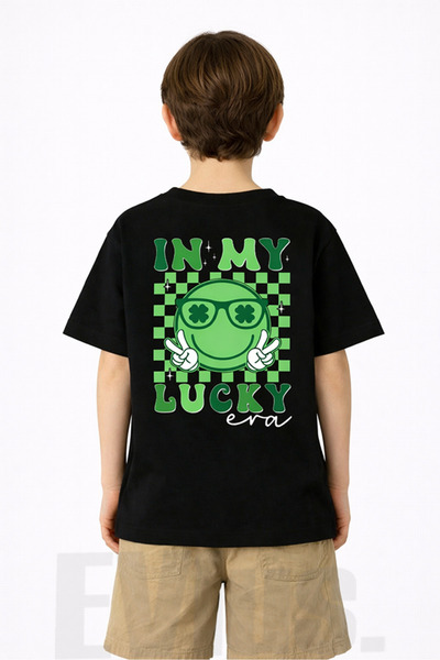 EVIus Boy's in My Luck Era Printed Combed Cotton T-Shirt Fun Summer Cotton