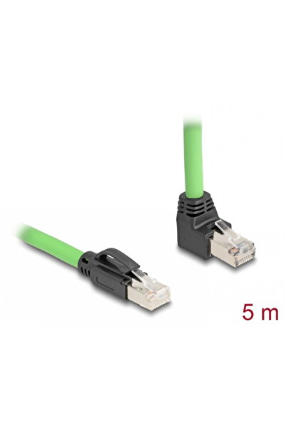 DELOCK RJ45 Cat.6A SFTP straight/up angle TPU network cable 5m Green for indu...