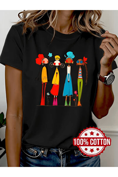 one button Tricou supradimensionat premium cu imprimeu cu personaje, cu desig...