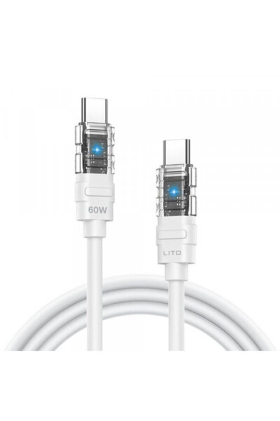 Lito Cablu Date si Incarcare USB-C - USB-C LD05, 60W, 1m, Alb