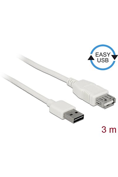 DELOCK Cable USB AM-AF 2.0 3m Easy-USB White