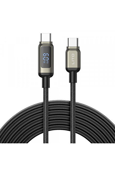 Lito Cablu Date si Incarcare USB-C - USB-C LD15 Display, 60W, 1m, Negru