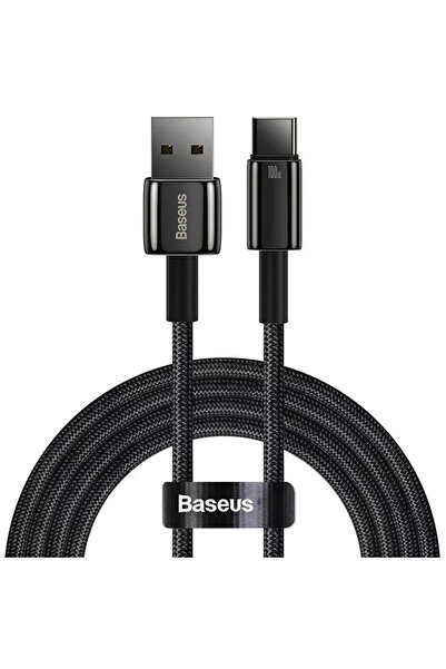 Baseus Cablu USB - USB-C Tungsten Gold, 100W, 2m, Negru