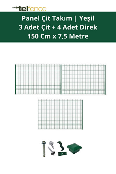 Telfence Panel Çit Takımı 7,5 Metre ( 3 Çit + 4 Direk ) Avantaj Paketi Bahçe ...